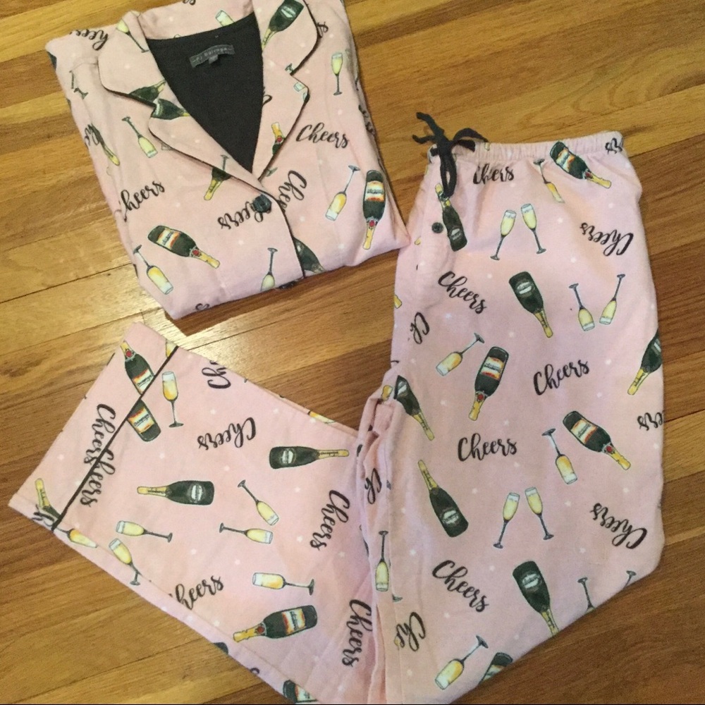 NWOT PJ Salvage Champagne Motif Pajama Set, Size L